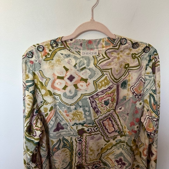 Vintage Top Floral Paisley Design Hippie Boho Festival Multicoloured Long Sleeve - Picture 10 of 14